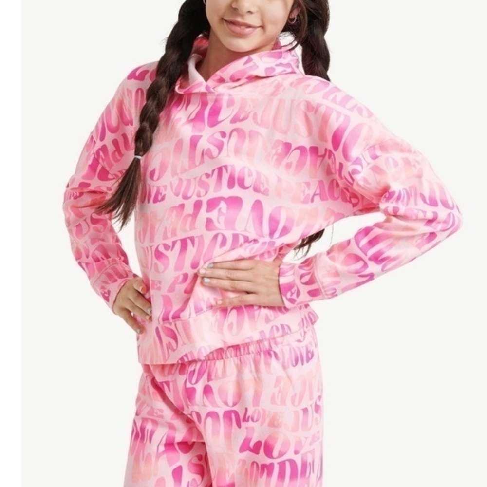 Justice Girls Pink Graphic Fleece Hoodie and Pants Sizes XL
